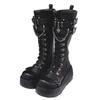 Fashion Motorcycle Boots Platform Boots for Women Wedges Knee High Black Lace Up Fashion Goth Gothic Boots Punk Shoes Girls Winter