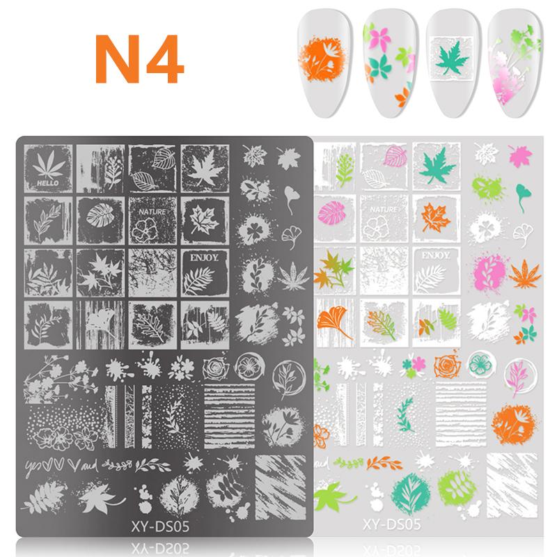Butterfly Flower Nail Art Stamping Plates Drawing Template Geometric Stripe Line 3D Image Stencil Mold Manicure Template