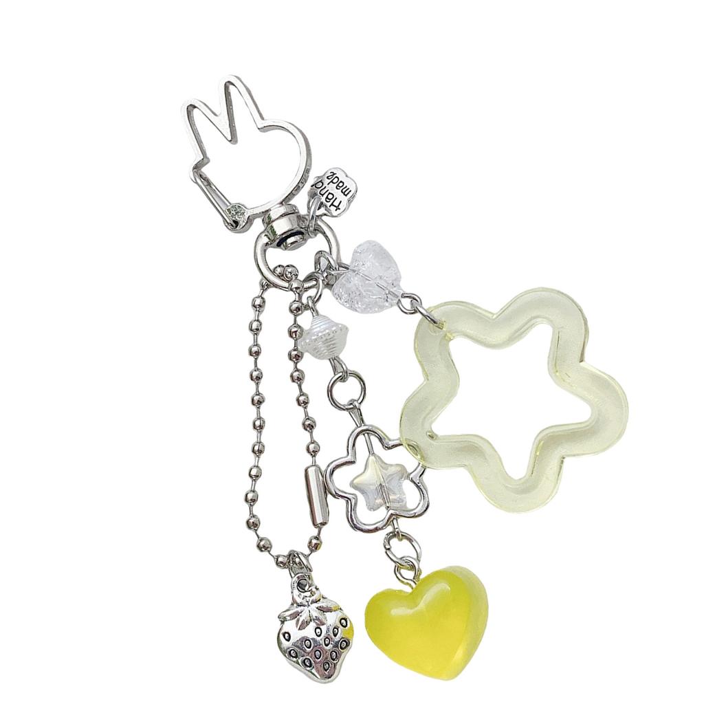Handmade Five Pointed Star Keychain Durable Acrylic Alloy Bag Charm Accessory Lightweight Portable Keyring Decor