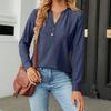 JKASHDK Женские модные повседневные весенне-осенние однотонные топы с v-образным вырезом и длинными рукавами с принтом, блузки и рубашки