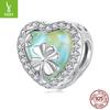 Love Four-Leaf Clover S925 Silver Beads Loose Beads, Small Fresh Heart-Shaped Diy Beaded Jewelry Accessories