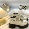 Platform Mary Jane Small Leather Shoes Women's 2024 Spring and Autumn New British Style Shoes Round Head Velcro French Single Shoes