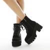 Winter Front Lace-Up Women's Boots, Fashion Embroidery, Side Zipper Platform Martin Boots Women's