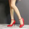 7cm 10cm Heels Buckle Women Pointed Toe Pumps Patent Leather Shoes Stiletto Heels Office Pump Super Big Size 35-42