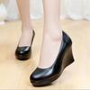 Genuine Leather Women Shoes Casual Wedge Shoes Round Head Shallow Mouth Comfort Women Shoes Lady Platform High Heel Shoes 33-43
