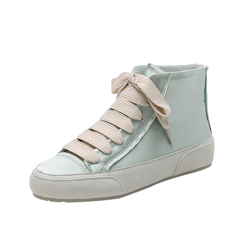 Breathable Women's Sneakers High-top Satin Shoes Leisure Shoes High Quality Platform Shoes Comfortabl Thick Sole Shoes for Women