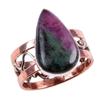 Ruby In Zoisite Handmade Lab-Created 925 Sterling Silver Two Tone Ring S.8 R3n38