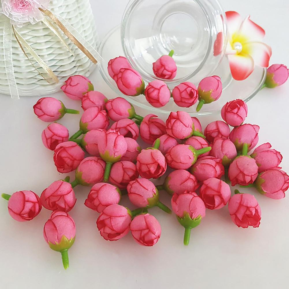 50 шт. 2 см поддельные бутоны роз искусственный цветок свадебный букет невесты DIY Декор для вечеринки Рождественский орнамент