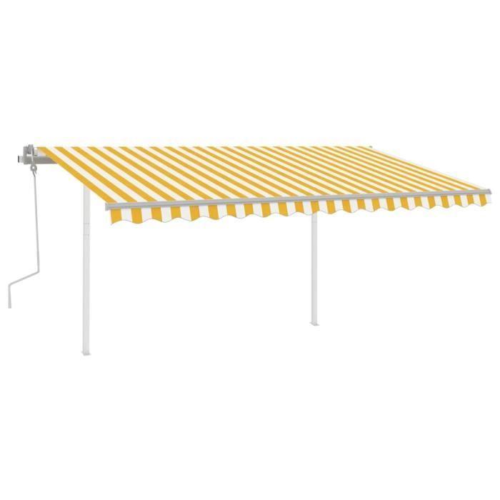 VidaXL Manual Retractable Awning with LED 4.5x3 M Yellow and White 3069963