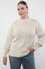 Women's Fashionable Stylish Plus Size Sweater Stone Hair Braided Soft Textured Knitwear Sweater