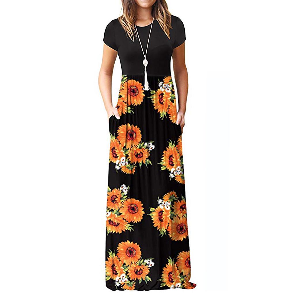 Women's Casual Sleeve   Print Maxi  Tank  Long Dress