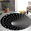 3D Stereoscopic Illusion Circular Black and White Visual Carpet Living Room Bedroom Coffee Table Sofa Floor Mat