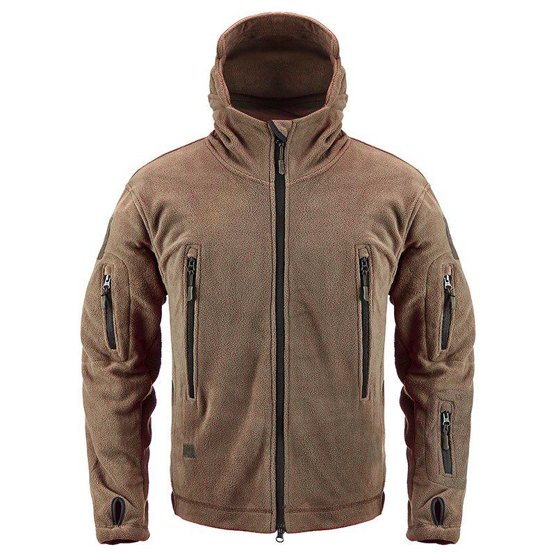 Tactical Fleece Jacket Men Winter Warm Hooded Military Jacket Casual Outdoor Hiking Hoodie Outerwear Coat with Many Pockets