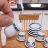 1 Set 1:12 Dollhouse Teapot Realistic Clay Miniature Tea Cup with Saucer Model Play House Toy Scene Prop