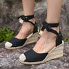 Fashion Ankle Lace Up Wedges Sandals Women Summer Closed Toe Espadrille Platform Sandles Woman High Heels Gladiator Sandalias Mujer 43