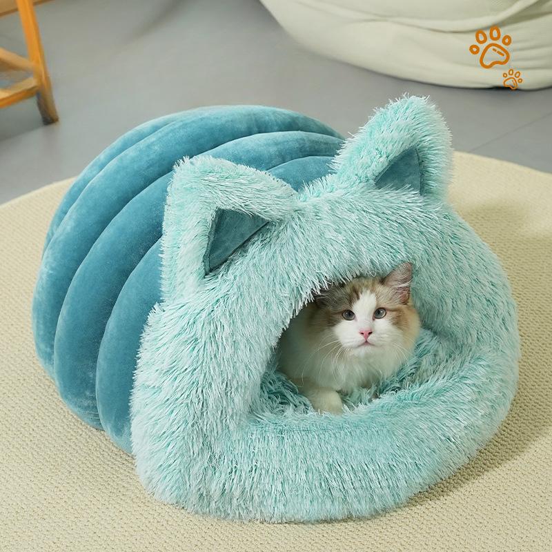Кошачья будка, плюшевые кошачьи уши, большой шарф, гнездо для питомца, товары для питомцев, четыре сезона, универсальный, утолщенный стиль
