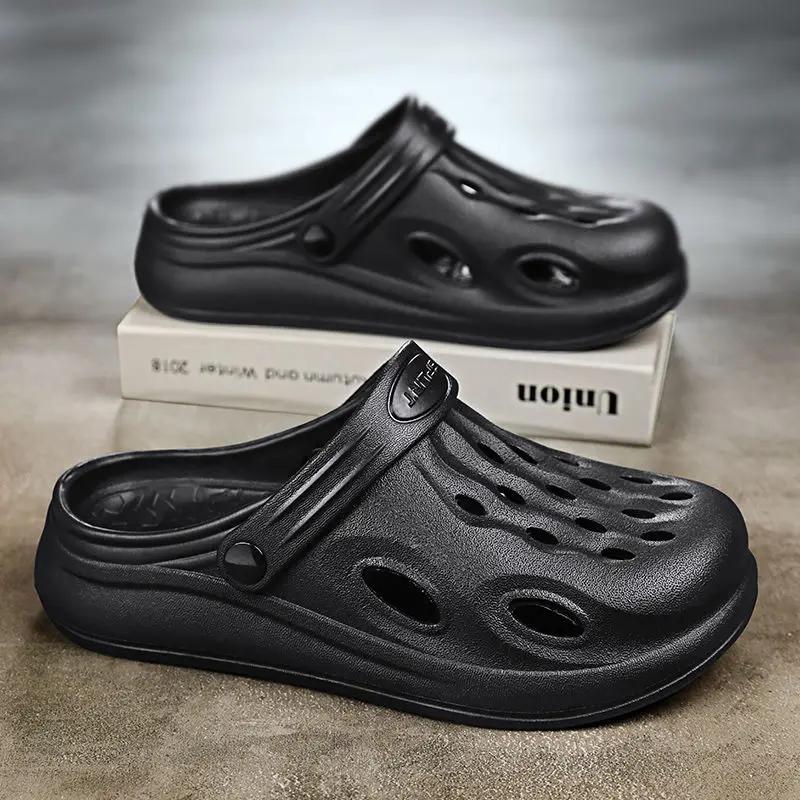 Outdoor Slippers For Men Slip-resistant Beach Sandals Man Comfortable Cheap Korean Style Casual 2024 Style Elegant Eva Shoes