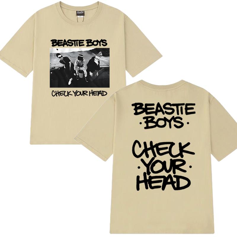 Hip Hop Groups Beastie Boys Check Your Head Album Print T Shirt Unisex Vintage Summer Short Sleeve T-shirts Men Women Cotton Top