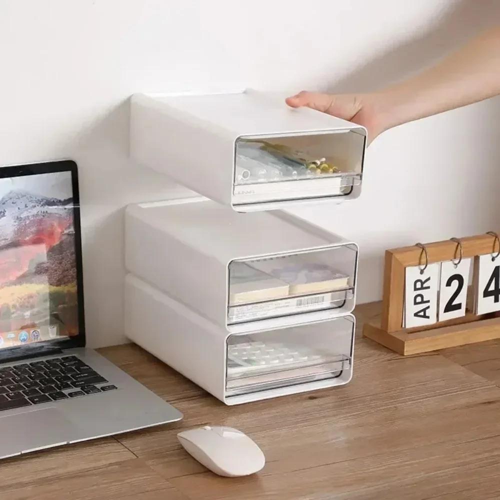 Stationery Storage Box Drawers Desk Storage Box Office Cabinet Save Space Organizer Stackable Bathroom Cosmetic Desk Organizer