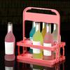 6 Bottle Wine Bottle Carrier Plastic Drink Display Stand Folding Beverage Carrier with Handle Portable Wine Storage Basket for Bar BBQ Picnic