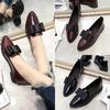 Spring Bow Pointed Casual Low-top Single Shoes Women's Flat Bottom Shallow Mouth Simple Foot Cover Commuter Women's Leather Shoes