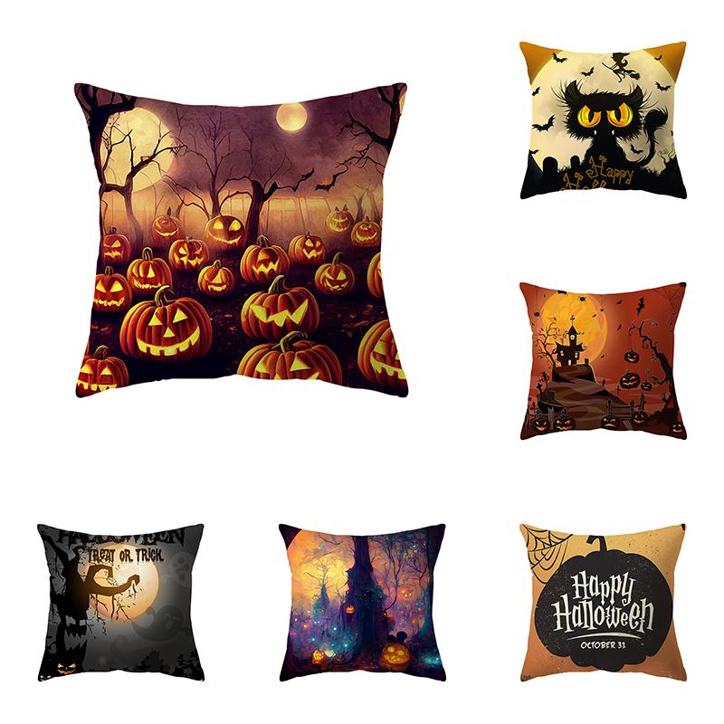 Pumpkin Kitten Throw Pillow Cover Halloween Theme Series Throw Pillow Cover Sofa Chair Bed Cushion Cover Home Decor