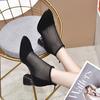 Pointed High Heels 2024 Spring and Summer Mesh Single Shoes Black Sheepskin Mesh Shoes Women's Shoes European and American Style Zipper Roman Shoes