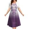 New Design Women's Dresses Ethnic Print Elegant And Beautiful Midi Dresses Plus Size Female Short Sleeve Dress Summer