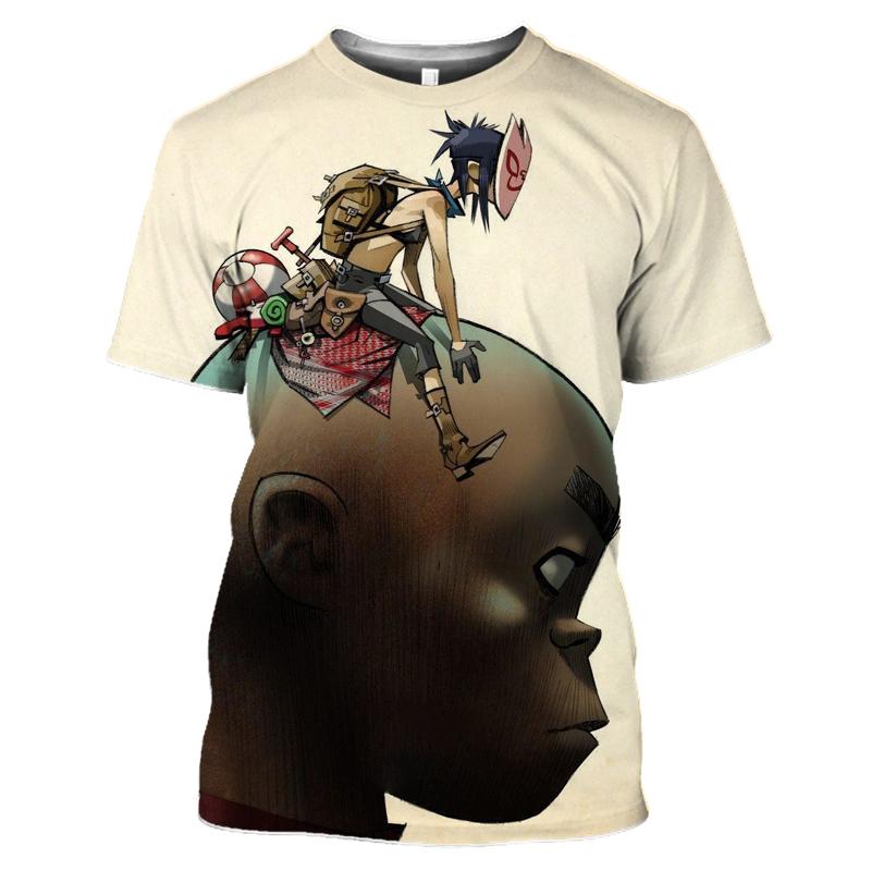 Rock Band Gorillaz Series Print Summer Men's O-Neck T-shirt Casual Short Sleeve Oversized T Shirts Fashion Trend Men Clothing