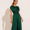 Summer Women's Lace Satin Sleeveless Dress Temperament Elegant Light Evening Dress