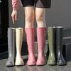 Fashion Rain Shoes Women's Non-slip New High Rain Boots Adult Rubber Shoes with Velvet and High Water Shoes