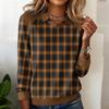 Ladies' Plaid Printed Casual Long Sleeved Sweatshirt Top