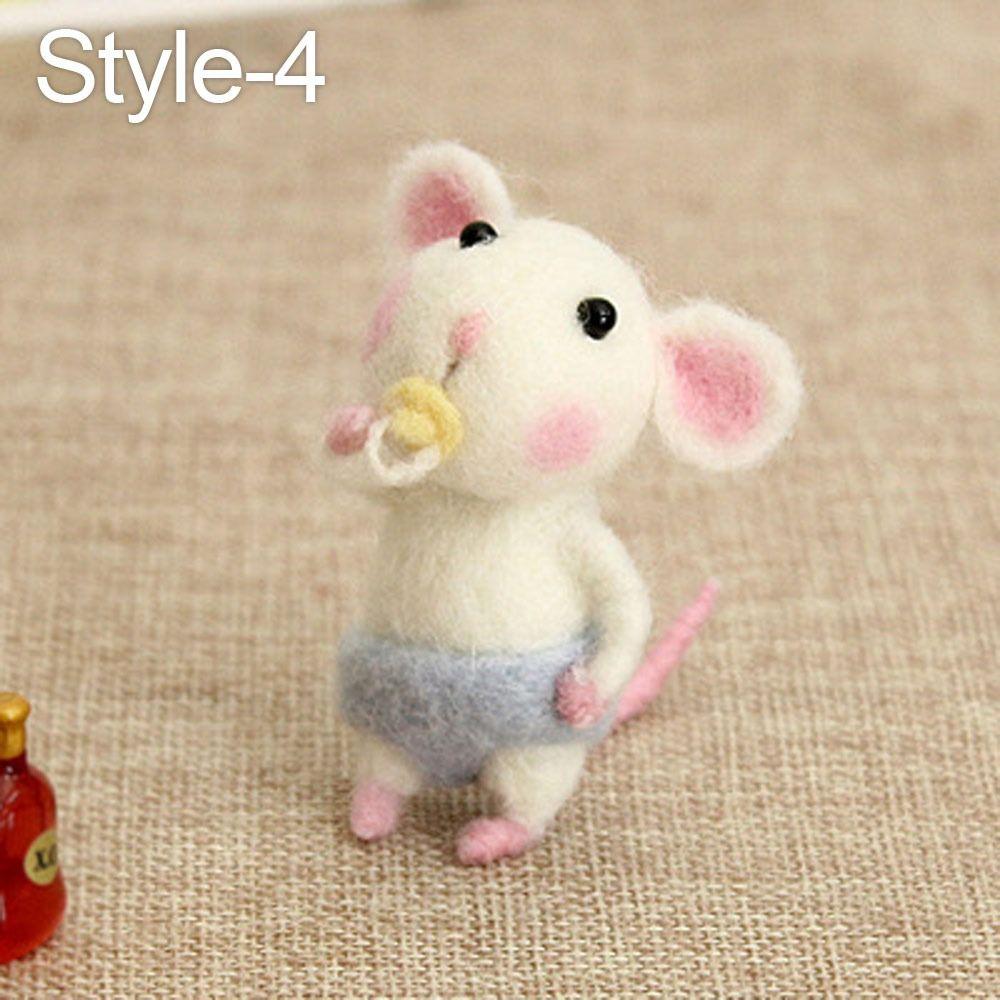 Non-Finished Poked Needle Kit Wool Kits Gift Mouse Wool Felting Mouse Ornament Felt Toy Doll