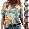 Женские модные повседневные топы с принтом, рубашки с короткими рукавами, пуловеры с V-образным вырезом, футболки