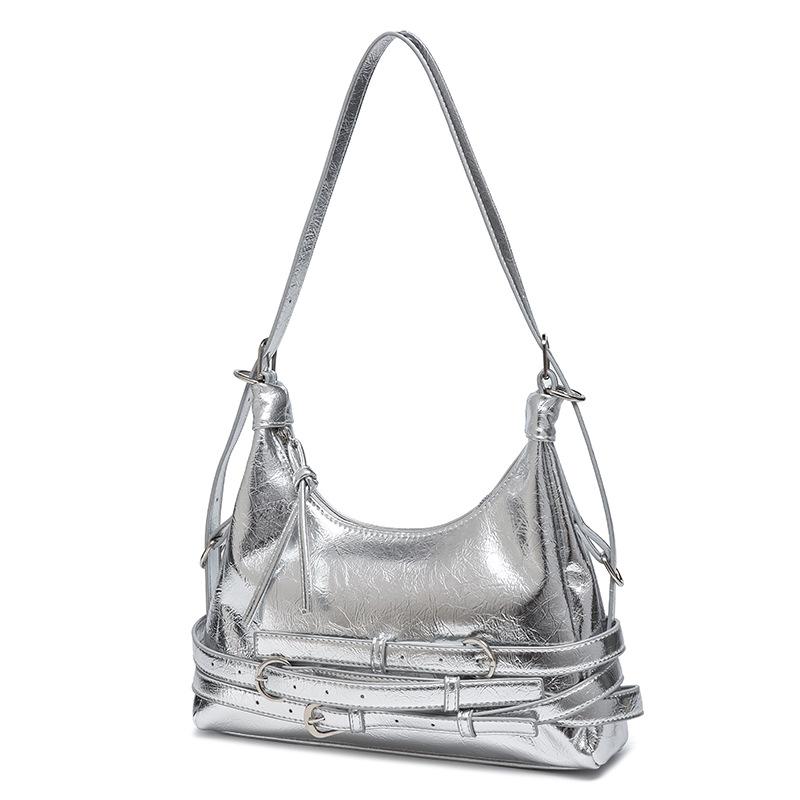 Premium Texture Vintage  Soft Leather Commuter Bag Women's Hottie Style Motorcycle Underarm Shoulder Bag