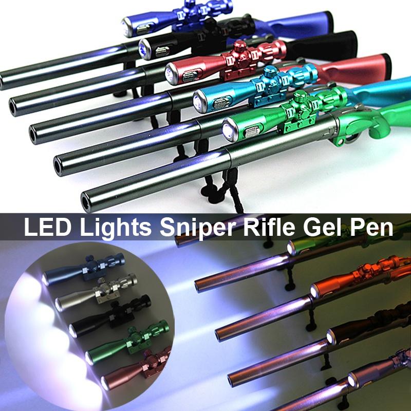 LED Light Creative Sniper Rifle Modeling Gel Pen Weapons Pen Black Refill 0.38mm Kids Gift Toys Stationery School Supplies