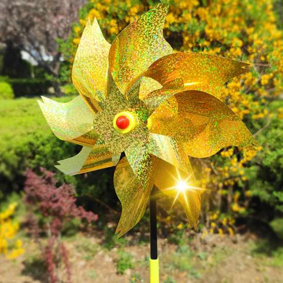 Reflective Pinwheels with Stakes Bird Repellent Wind Spinner Scare Birds Animals Away Multicolor Glittery Pinwheels for Garden Yard Lawn Porch