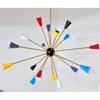 Mid Century Chandelier Fixture Black Center Ball Multicolored Arms Brass Elegance Light for Home Decoration