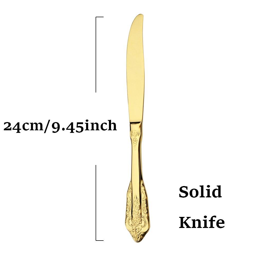 Gold Dinnerware Vintage Tableware 18/10 Silverware Stainless Steel Flatware Dinner Knife Fork Spoon Wedding Xmas Western Cutlery