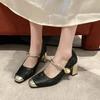 High Heels New Square Head Thick Heel Single Shoes Light Mouth Retro Mary Jane Women's Shoes
