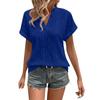 Women's Fashion Solid Color Short Sleeve V Neck Casual Pullover T-shirt Top