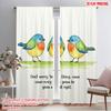 2pcs 2D Flat Printing Party Curtain Watercolor Birds On Branch Fabric Without Electricity All Season Party & Holiday Decor