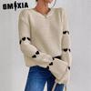 Spring and Autumn Pullover Sweater Loose Love Jacquard Sweater Women