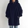 Fleece Hoodie Women Women Sweatshirt Fashion Loose Solid Color Streetwear Pocket Zipper Drawstring Long Fleece Open Coat Women