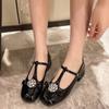 2024 New Fashion Hot Selling Rhinestone Decorated Square Toe Women's Shoes Thick Heel Comfortable Solid Color Women's Shoes