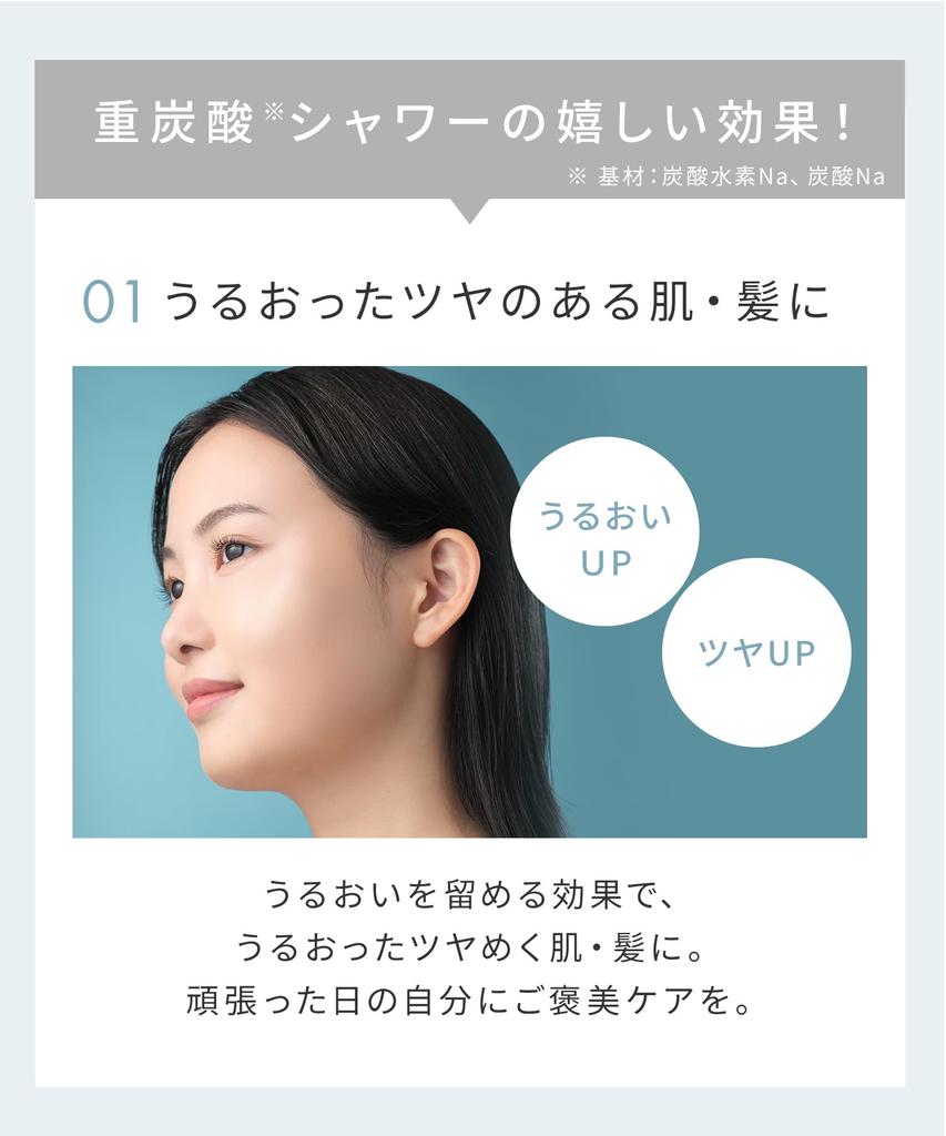 SALONIA Shower Head Fine Bubble Clear Micro Nano Bubble Water Saving High Water Pressure Chlorine Removal Cartridge Bicarbonate Tablet Included White