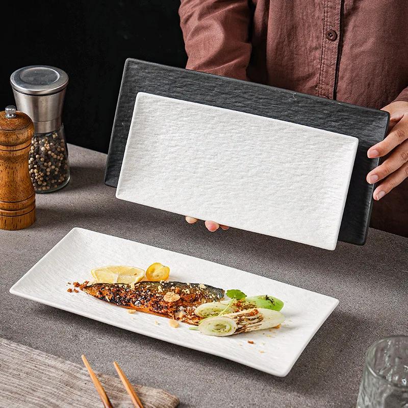 Japanese Ceramic Sushi Plate Creative Rectangular Plate Breakfast Dessert Plate Sashimi Restaurant Tableware