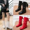 Autumn/Winter Low Heel Mid-Calf Lace-Up Chunky Heel Round Toe Boots