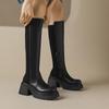 Krazing Pot Microfiber Autumn Winter Shoes Patch Work Platform Boots Round Toe Keep Warm Thick Bottom Thigh High Boots