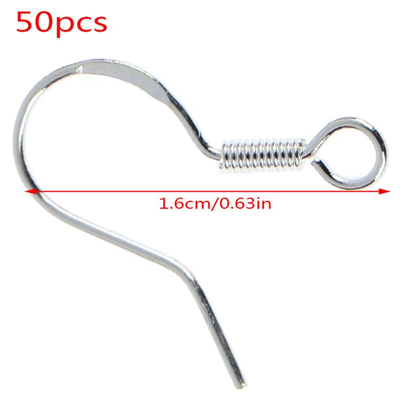 50Pcs 925 Sterling Silver Diy Earring Hooks Ball Jewelry Accessory Ear Wire